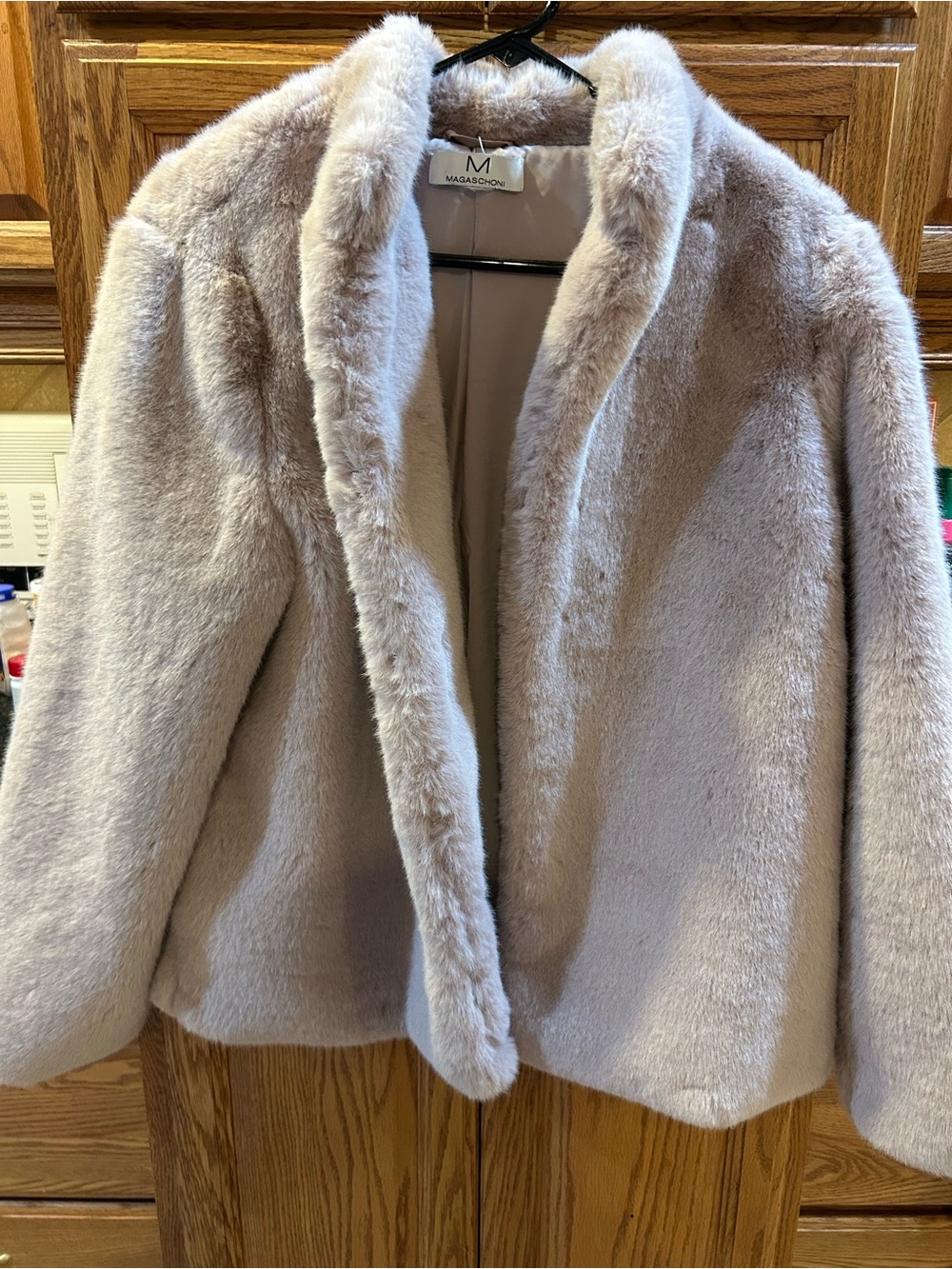 Magaschoni Plush Teddy Jacket in Light Blush